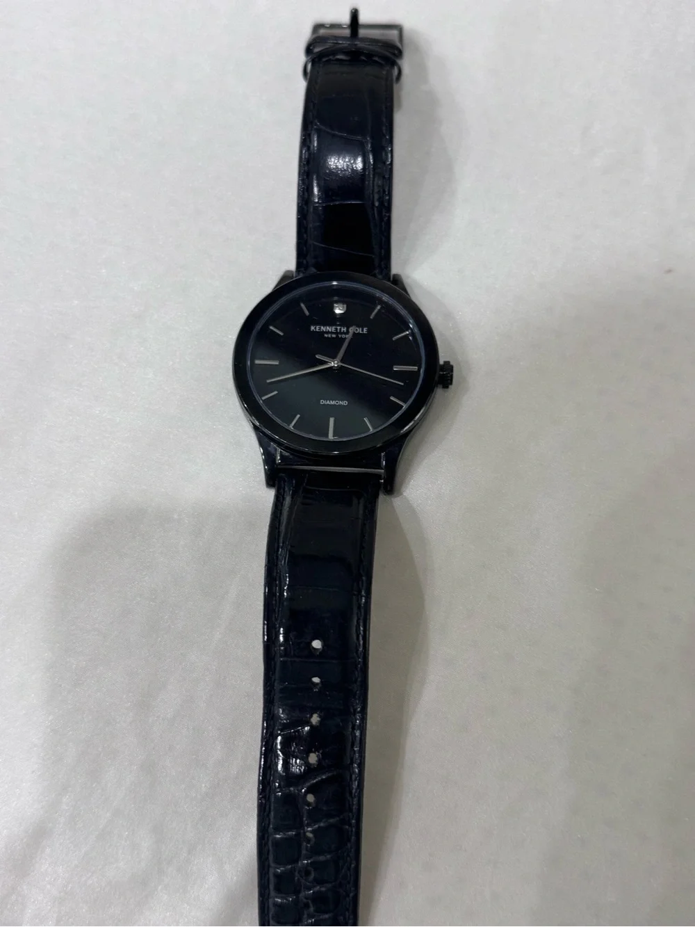 Kenneth Cole Men's All-Black Leather Strap Watch